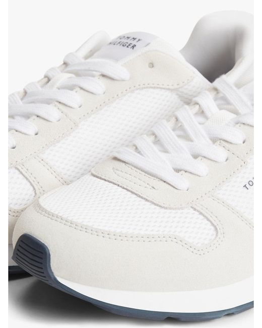 Tommy Hilfiger White Suede Lightweight Mesh Trainers for men