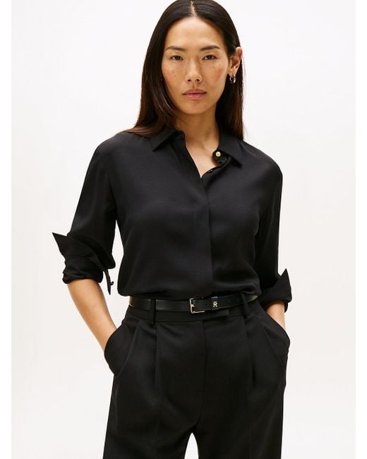Chemise Coupe Standard À Patte Invisible Tommy Hilfiger en coloris Black