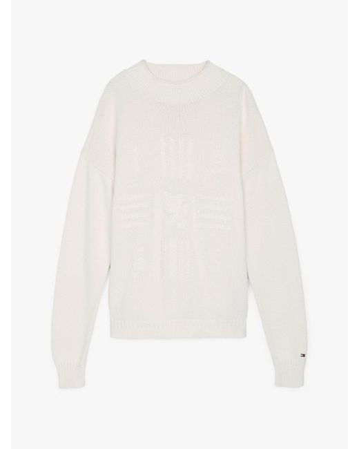 Tommy Hilfiger White Fisherman Knit Relaxed Jumper for men