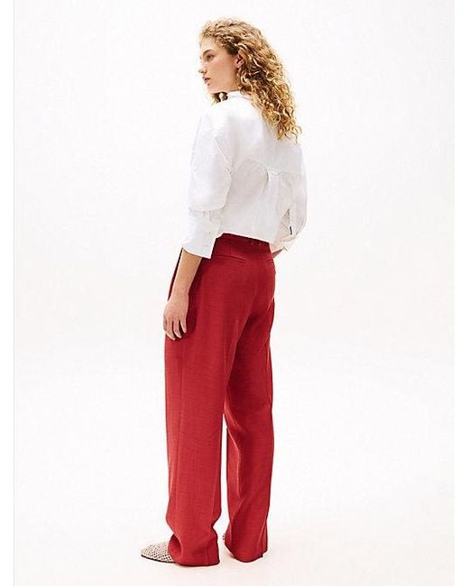 Tommy Hilfiger The Sofia Capsule Regular Broek Met Wijde Fit in het Red