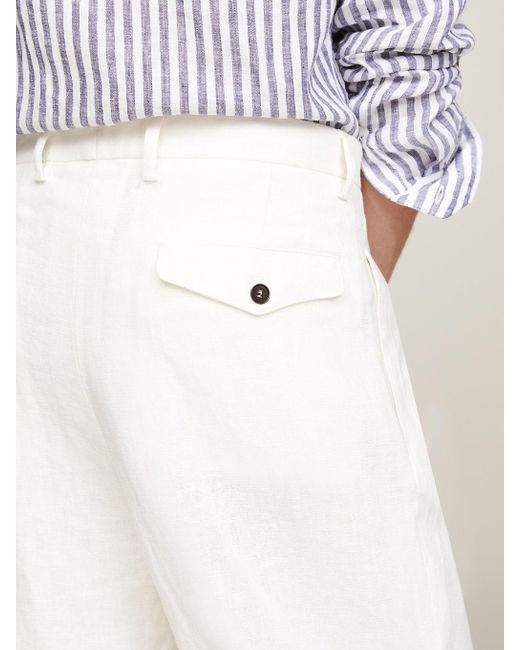 Short habillé en lin à pinces à l'avant Tommy Hilfiger pour homme en coloris White