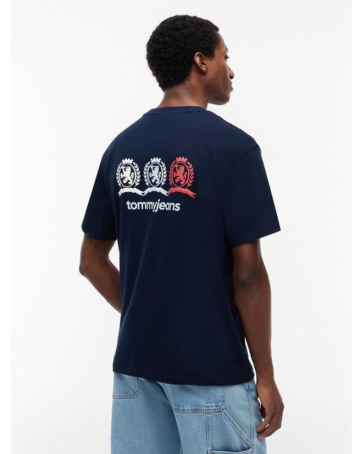 Tommy Hilfiger Blue Back Repeat Crest Logo Relaxed T-Shirt for men