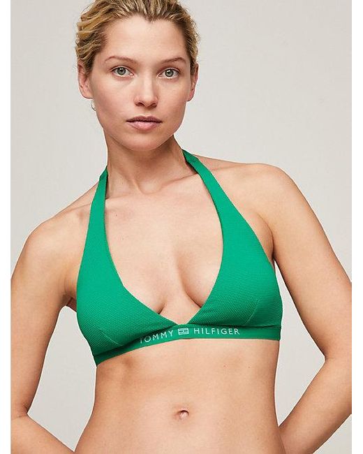 Parte superior de bikini con logo tonal Tommy Hilfiger de color Green