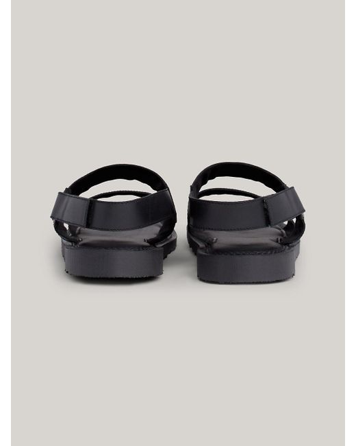 Tommy Hilfiger Black Signature Double Strap Leather Sandals for men