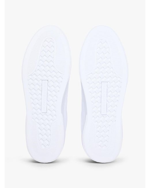 Tommy Hilfiger White Leather Logo Plaque Court Trainers