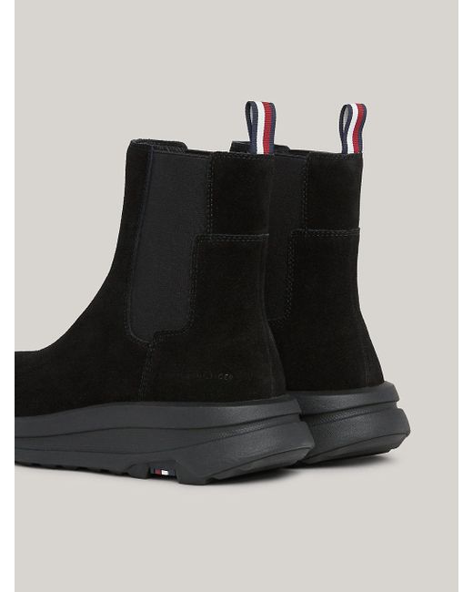 Tommy Hilfiger Black Suede Chunky Sole Hybrid Chelsea Boots for men