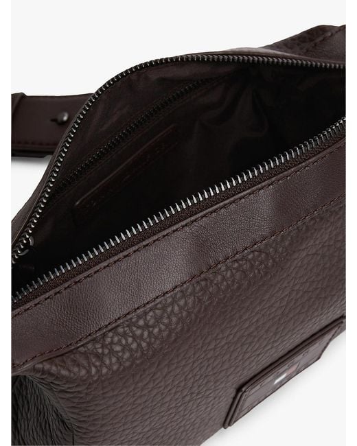 Tommy Hilfiger Brown Logo Leather Crossbody Camera Bag for men