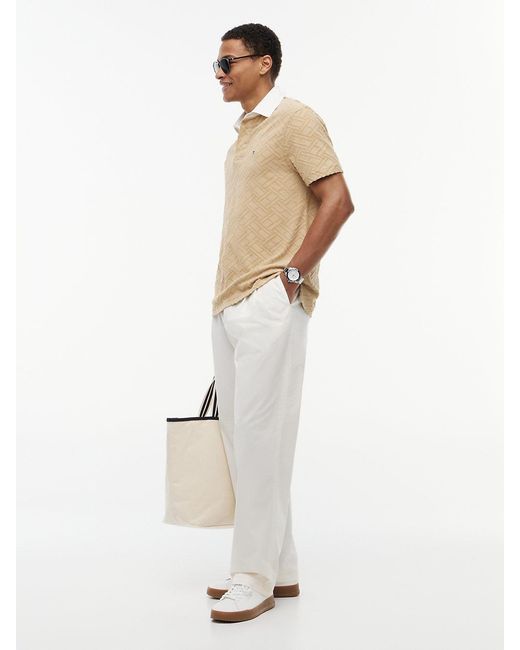 Tommy Hilfiger White Classic Fit Flag Jacquard Polo Shirt for men