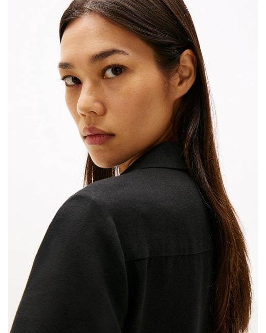 Tommy Hilfiger Black Relaxed Midi Linen Blend Shirt Dress