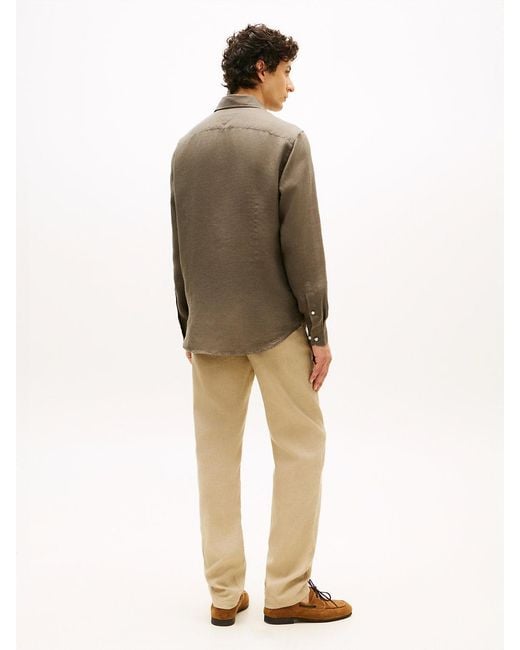 Tommy Hilfiger Natural New York Label Slim Fit Pure Linen Shirt for men