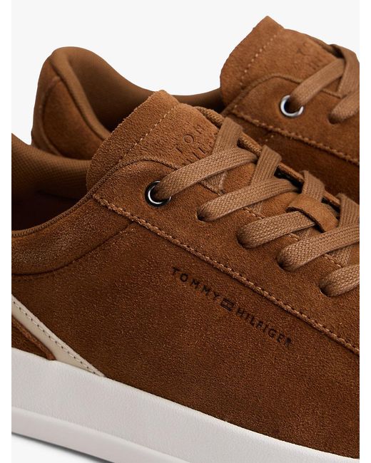 Tommy Hilfiger Brown Suede Court Trainers for men