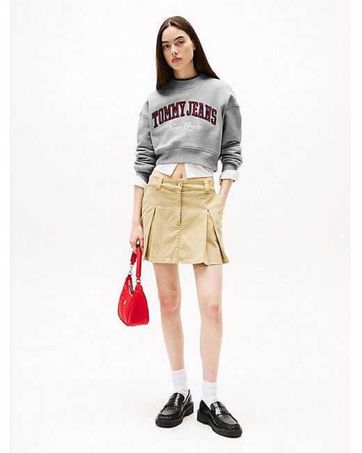 Tommy Hilfiger Cropped Sweatshirt Met Ronde Hals in het Gray
