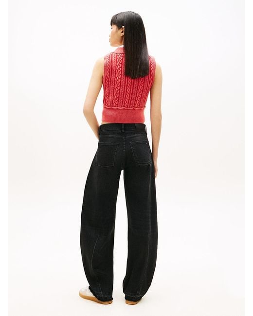 Tommy Hilfiger Pink Mid Rise Twist Seam Barrel Leg Jeans