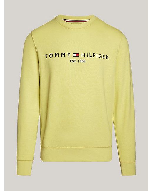 Tommy Hilfiger Sweatshirt Met Ronde Hals En Logo in het Yellow voor heren