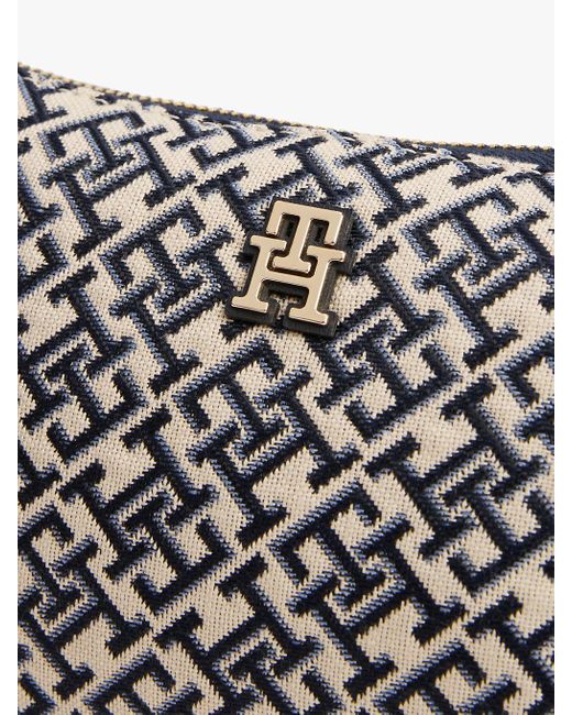 Pochette Piatta Con Motivo A Monogrammi Th di Tommy Hilfiger in Gray