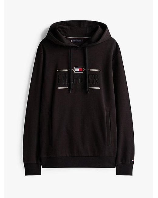 Tommy Hilfiger Hoodie Met Ton-Sur-Ton Geborduurd Logo in het Black voor heren
