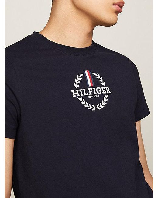 Camiseta Global Stripe de corte slim con logo Tommy Hilfiger de hombre de color Black