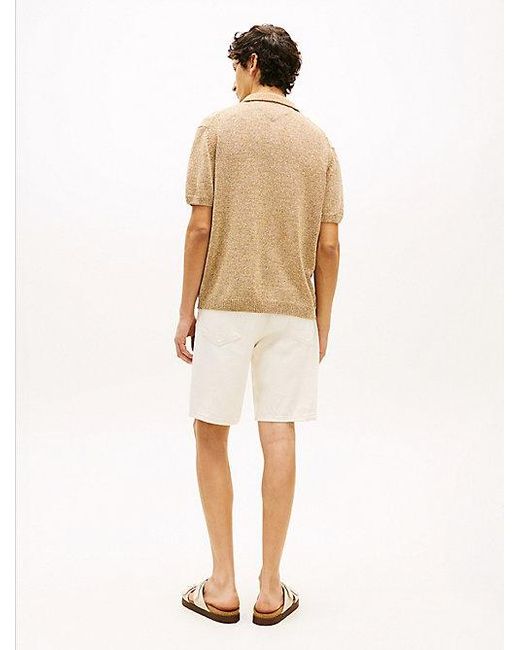 Tommy Hilfiger Relaxed Fit Smart-Casual Mouliné Poloshirt in het Natural voor heren