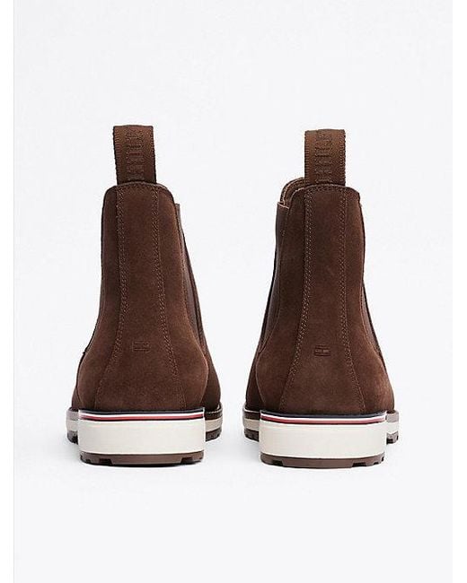 Tommy Hilfiger Suède Chelsea Boot Met Profielzool in het Brown voor heren