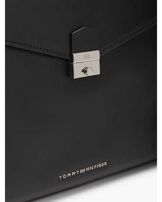 Tommy Hilfiger Black Th Business Leather Laptop Bag for men