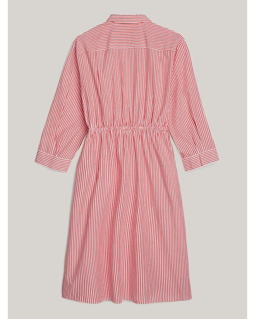 Tommy Hilfiger Pink Adaptive Essential Stripe Knee Length Shirt Dress