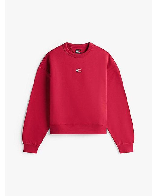 Tommy Hilfiger Boxy Fit Terry Sweatshirt Met Tommy-Badge in het Red