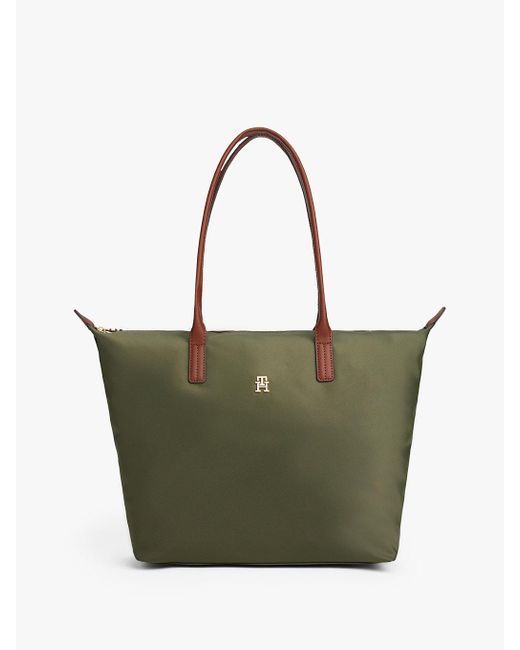 Borsa Tote Con Monogramma Th di Tommy Hilfiger in Green