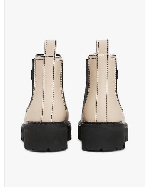 Tommy Hilfiger Leren Chelsea Boot Met Profielzool En Logo in het White