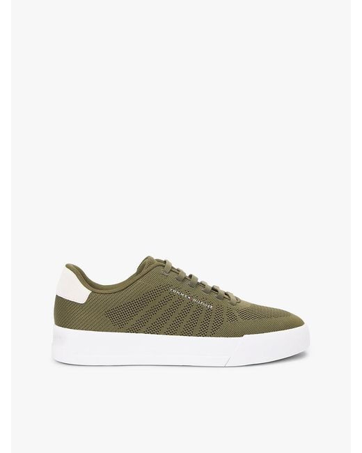 Tommy Hilfiger Green Logo Knit Court Trainers for men