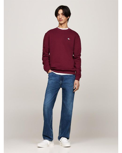 Tommy Hilfiger Red Tommy Badge Crew Neck Sweatshirt for men