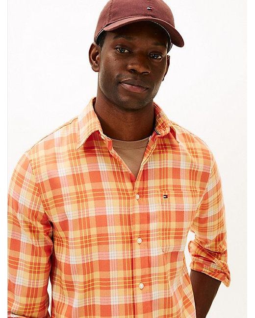 Tommy Hilfiger Regular Fit Twill-Hemd Mit Karos in Orange für Herren