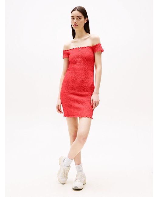 Tommy Hilfiger Red Smock Bodycon Mini Dress