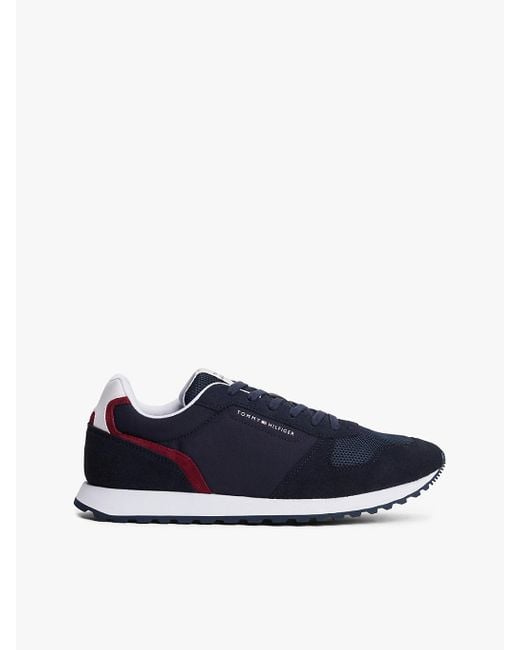 Tommy Hilfiger Blue Suede Mixed Texture Cleat Trainers for men