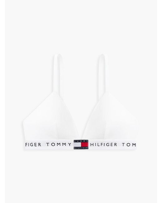 Tommy Hilfiger White Heritage Logo Removable Padding Triangle Bra