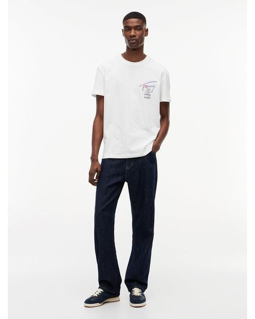 Tommy Hilfiger White Signature Logo Crew Neck T-Shirt for men
