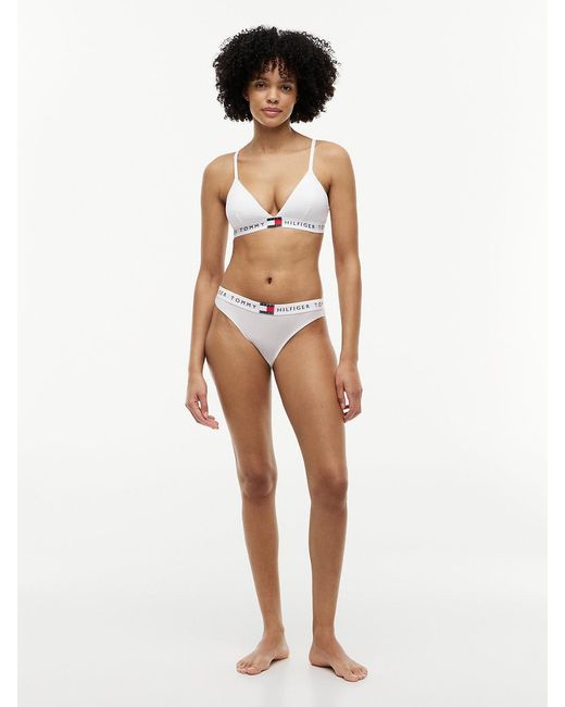 Tommy Hilfiger White Heritage Logo Removable Padding Triangle Bra