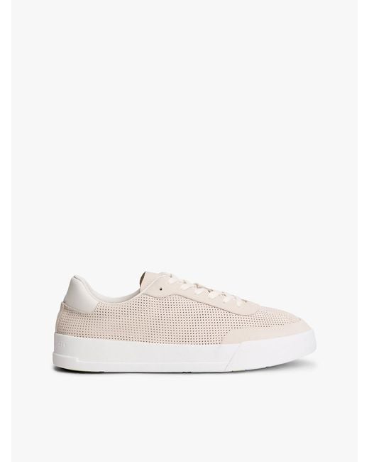 Tommy Hilfiger White Ventilation Detail Leather Court Trainers for men