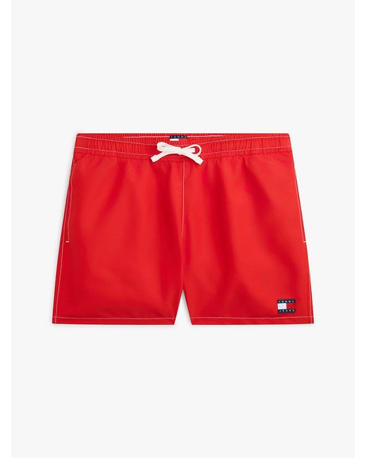 Tommy Hilfiger Red Heritage Logo Mid Length Swim Shorts for men