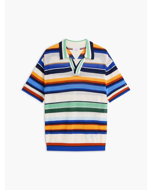 Tommy Hilfiger Blue Relaxed Fit Multicolour Stripe Polo Shirt for men