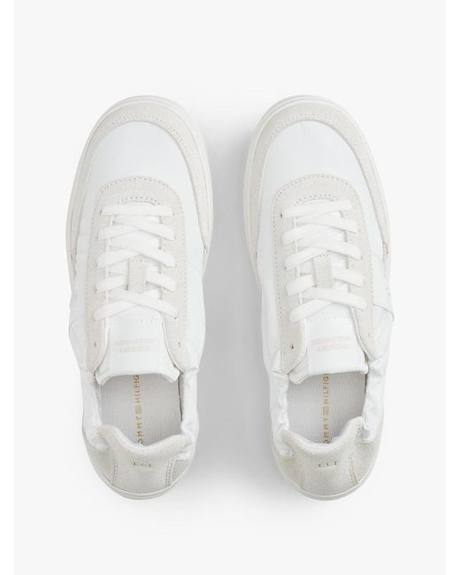 Tommy Hilfiger White Suede Scrunch Back Trainers