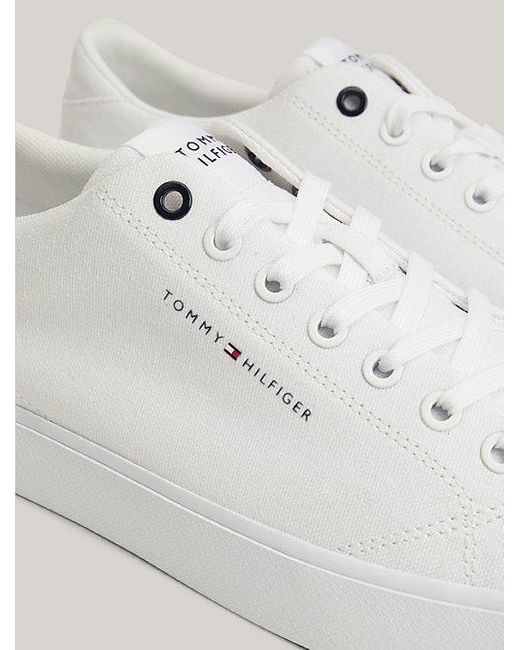 Tommy Hilfiger Essential Canvas Vetersneaker in het White voor heren