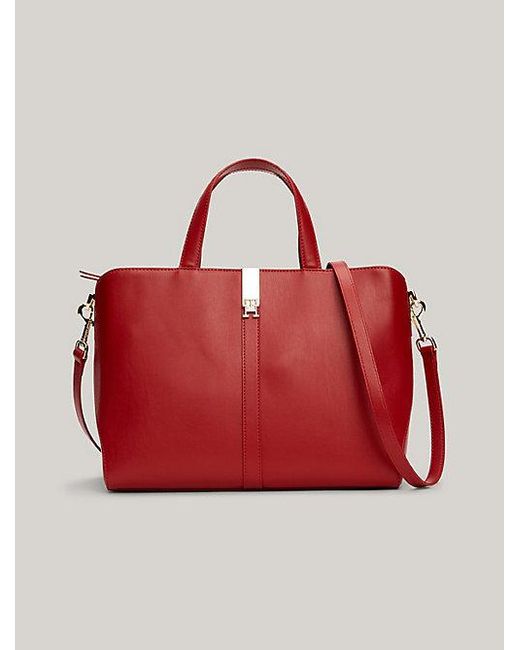 Bolso satchel Heritage con insignia Tommy Hilfiger de color Red