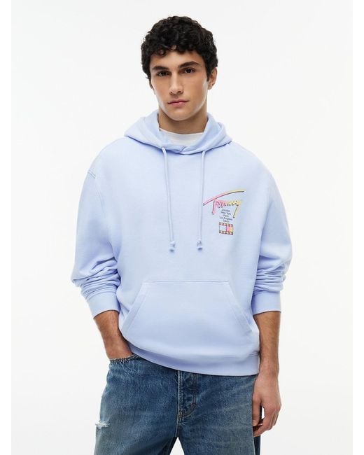 Tommy Hilfiger Blue Signature Back Logo Relaxed Hoody for men
