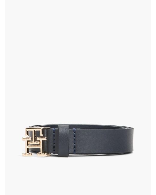 Tommy Hilfiger Blue Th Emblem Plaque Leather Belt