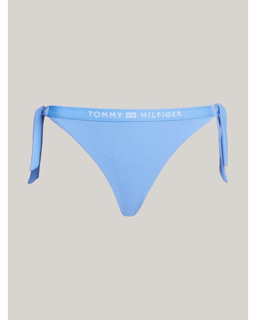 Tommy Hilfiger Blue Tonal Logo Side Tie Bikini Bottoms