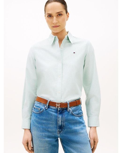 Tommy Hilfiger White Relaxed Fit Yarn Dyed Oxford Shirt