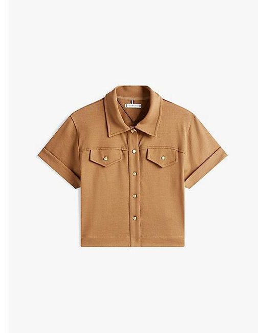 Tommy Hilfiger Regular Fit Overhemd Met Goudkleurige Knopen in het Blue