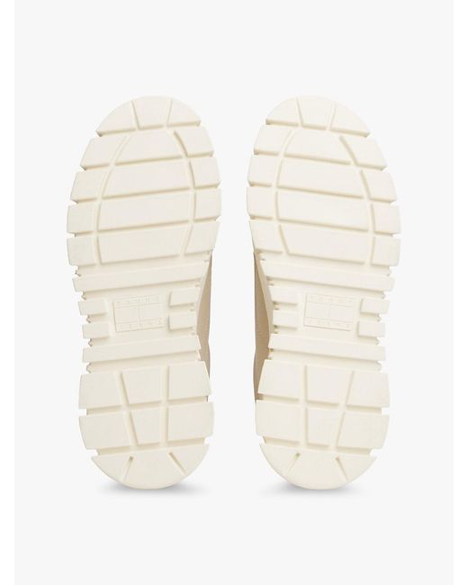 Tommy Hilfiger Natural Cleat Platform Trainers With Leather