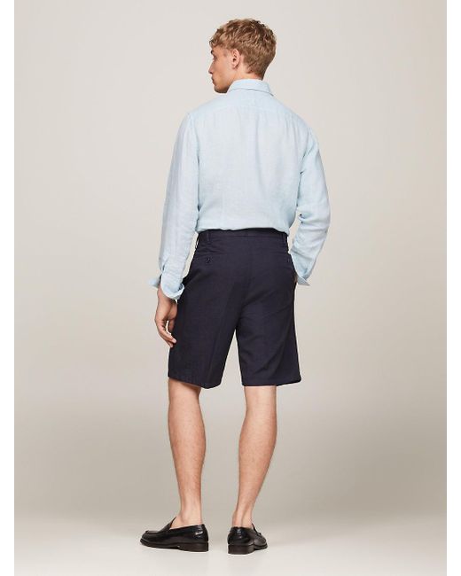 Tommy Hilfiger Blue Lightweight Pressed Crease Regular Fit Shorts for men