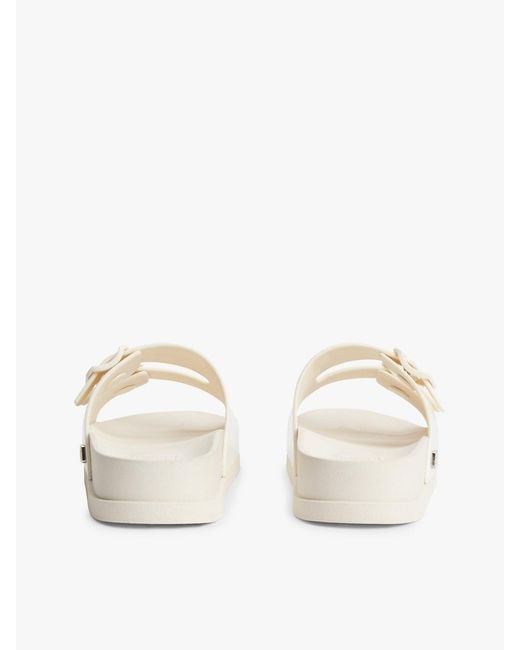 Tommy Hilfiger Natural Double Buckle Strap Jelly Slides